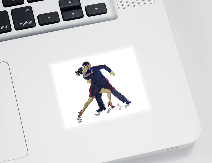 Tango Sticker featuring the painting The Tango by Mike Jory
