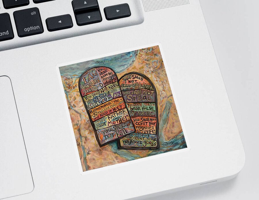 Jen Norton Sticker featuring the painting The Ten Commandments by Jen Norton
