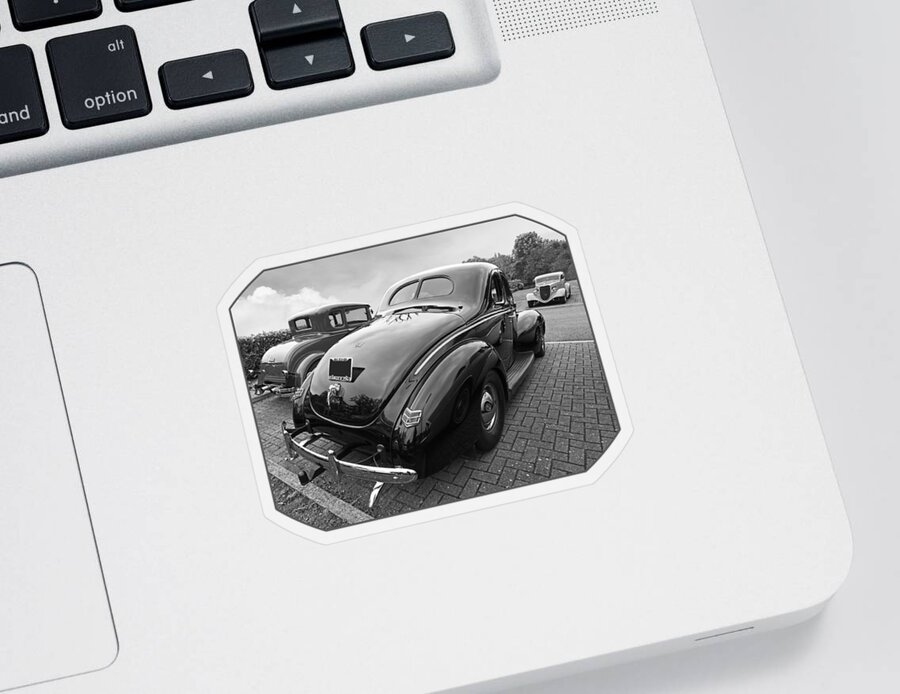 Hotrod Sticker featuring the photograph The Three Amigos - Hot Rods in Black and White by Gill Billington