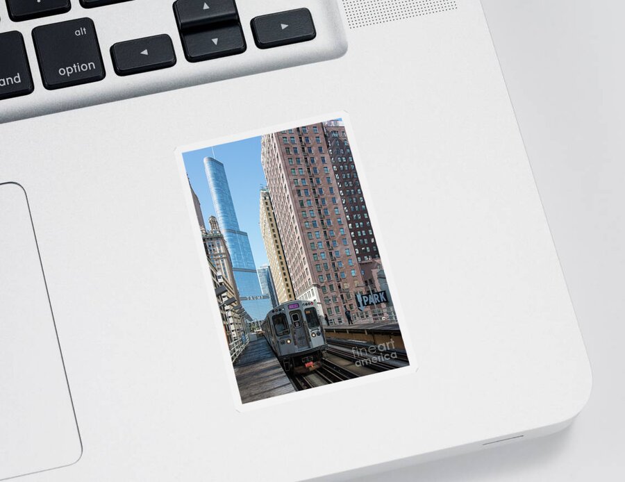 Chicago Sticker featuring the photograph The Wabash L Train at Eye Level by David Levin
