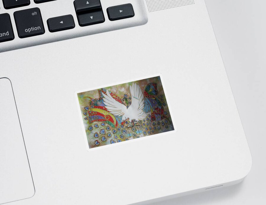 Abstract Sticker featuring the painting The White Eagle by Sima Amid Wewetzer