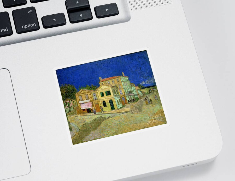 The Sticker featuring the painting The Yellow House by Vincent Van Gogh
