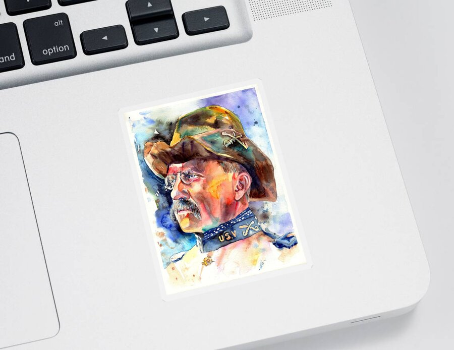 Theodore Roosevelt Sticker featuring the painting Theodore Roosevelt painting by Suzann Sines
