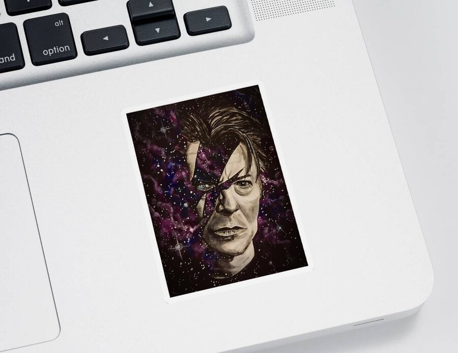 David Bowie Sticker featuring the painting There's A Starman Waiting In The Sky by Joel Tesch