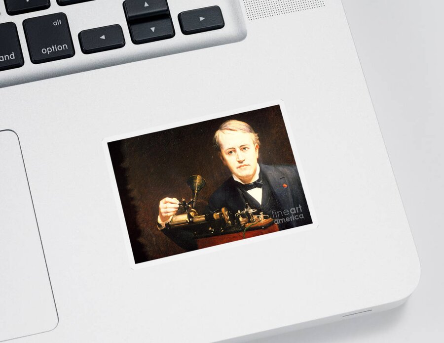 History Sticker featuring the photograph Thomas Edison, American Inventor by Photo Researchers