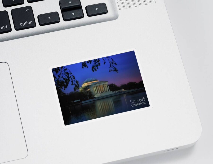 Thomas Jefferson Memorial Sticker featuring the photograph Thomas Jefferson Memorial Sunset by Elizabeth Dow