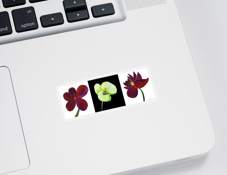 Flower Sticker featuring the painting Three Flowers by Gina De Gorna