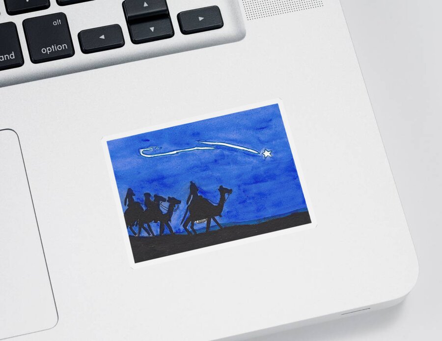 Christmas Sticker featuring the painting Three Wise Men by Ali Baucom
