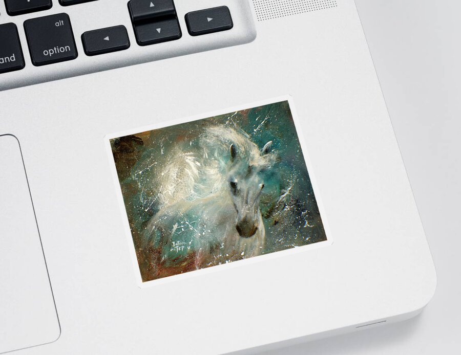 Horse Paintings Sticker featuring the painting Poseiden's Thunder by Barbie Batson