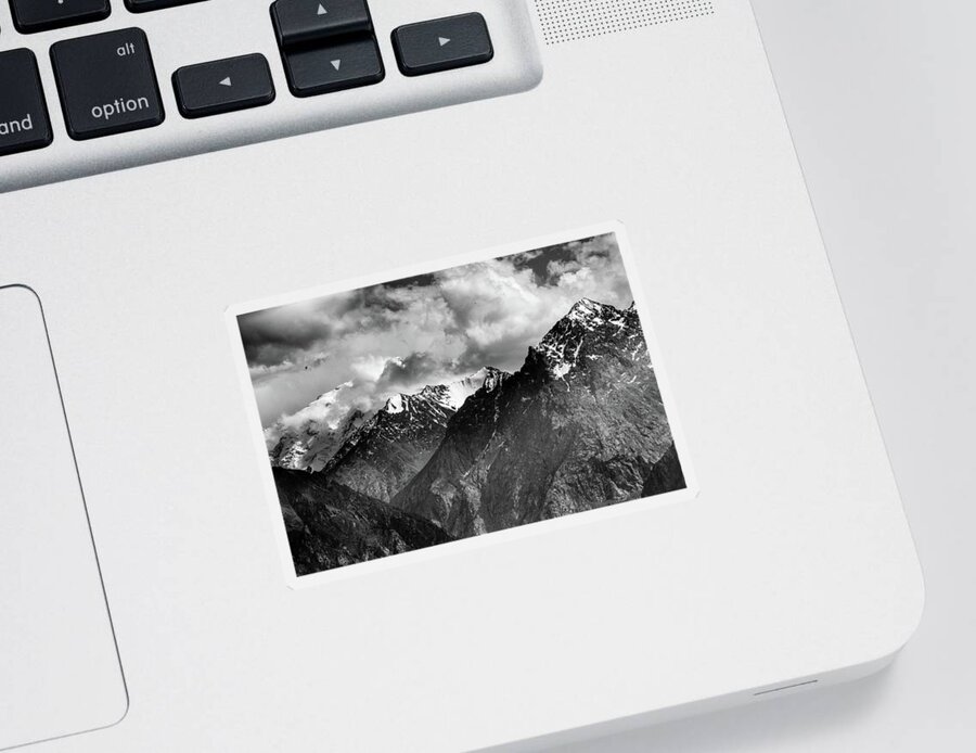 Black White Sticker featuring the photograph Tian Shan by Robert Grac