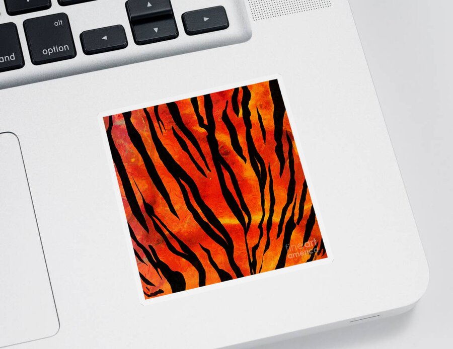 Tiger Sticker featuring the photograph Tiger Pattern Square 2 by Edward Fielding