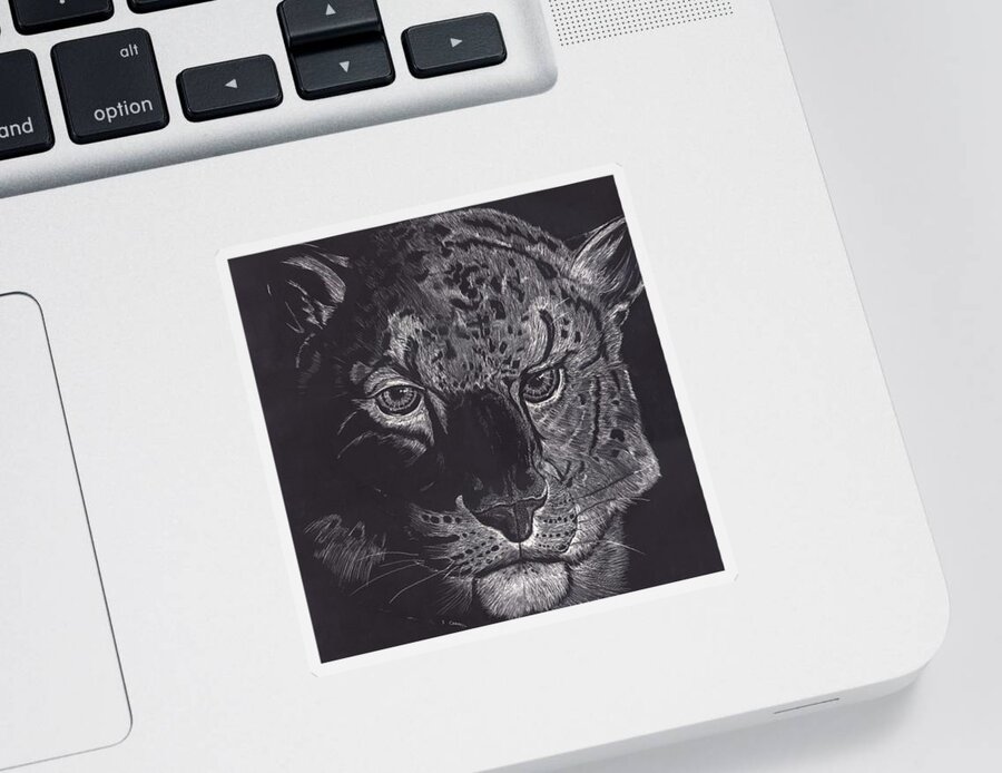 Wildlife Sticker featuring the digital art Tiger Scratch Board by Darren Cannell