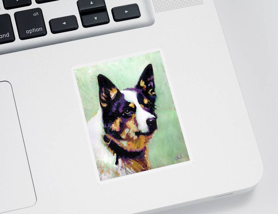 Cattle Dog Sticker featuring the painting Tika by Steve Gamba