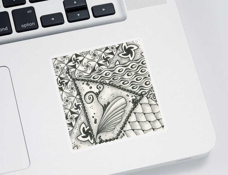 Zentangle Sticker featuring the drawing Time Marches On by Jan Steinle
