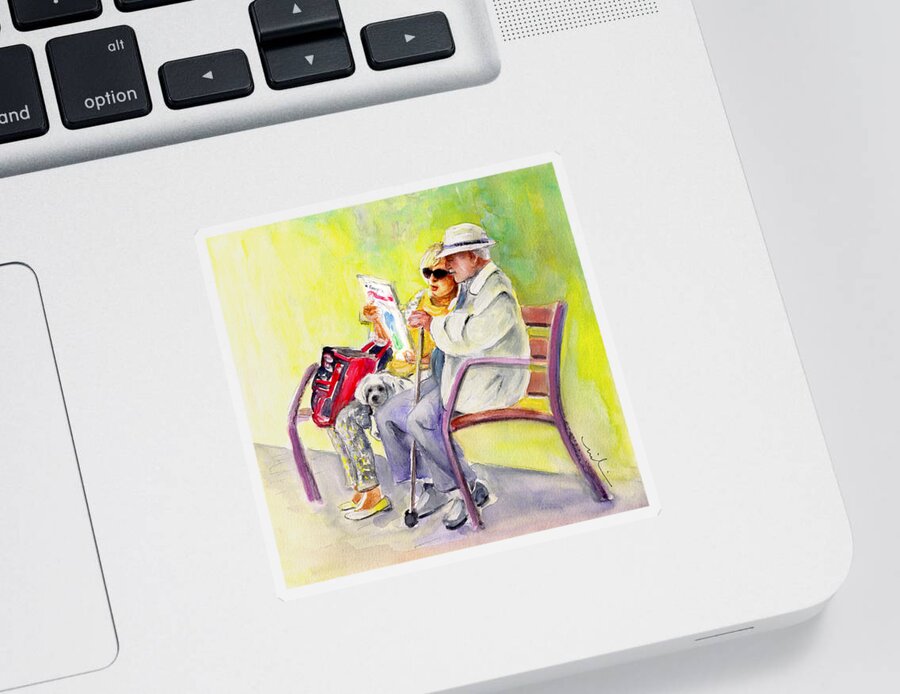 Ravel Sticker featuring the painting Together Old In La Herradura In Spain by Miki De Goodaboom