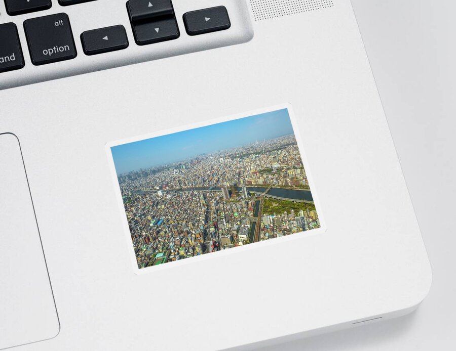 Tokyo Sticker featuring the photograph Tokyo skyline and Sumida River by Benny Marty
