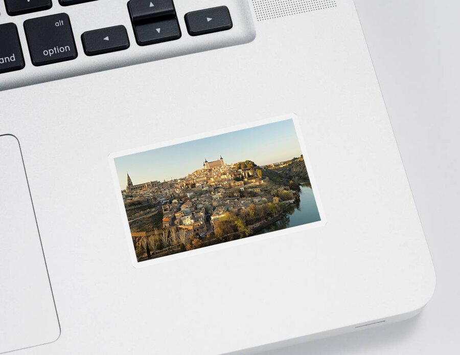 Toledo Sticker featuring the photograph Toledo Cathedral and the Alcazar by Stephen Taylor