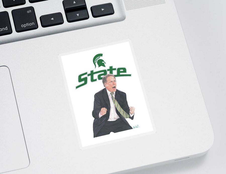Michigan State Spartans Sticker featuring the drawing Tom Izzo by Chris Brown