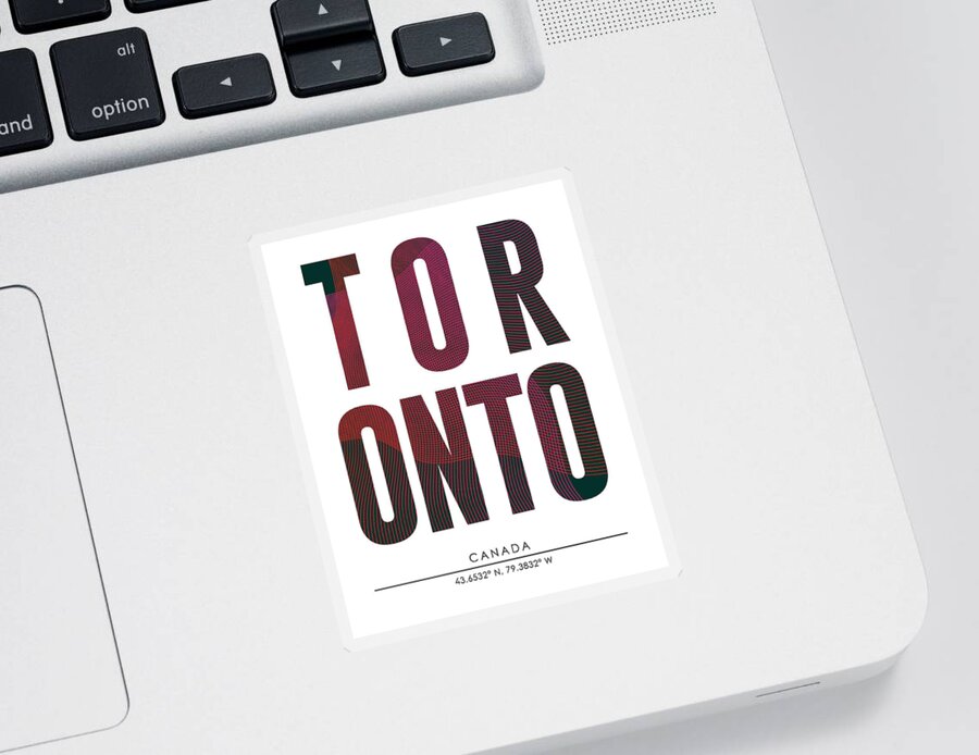 Toronto Sticker featuring the mixed media Toronto, Canada - City Name Typography - Minimalist City Posters by Studio Grafiikka