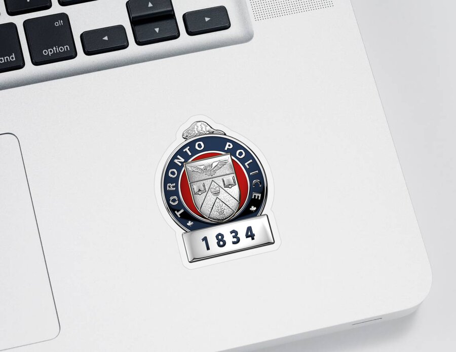 'law Enforcement Insignia & Heraldry' Collection By Serge Averbukh Sticker featuring the digital art Toronto Police Service - T P S Officer Badge over Red Velvet by Serge Averbukh