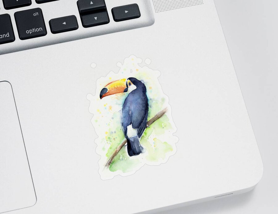 Watercolor Toucan Sticker featuring the painting Toucan Watercolor by Olga Shvartsur