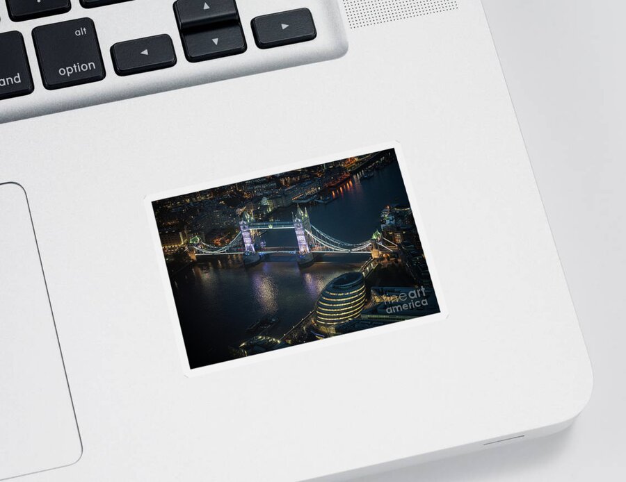 Tower Bridge Sticker featuring the photograph Tower Bridge at Night from the Shard by Mike Reid