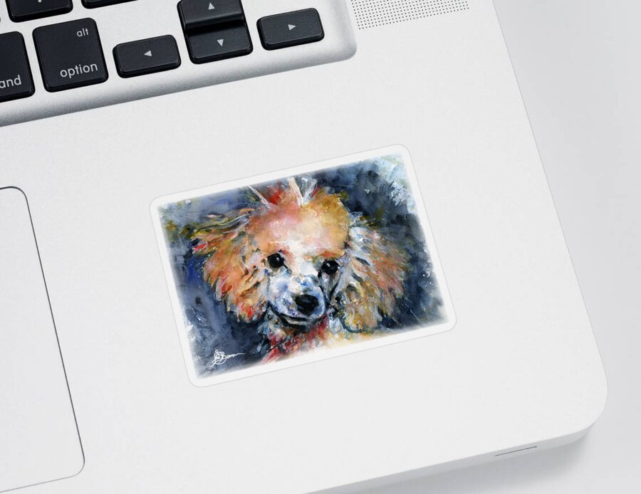Dog Sticker featuring the painting Toy Poodle Shirt by John D Benson