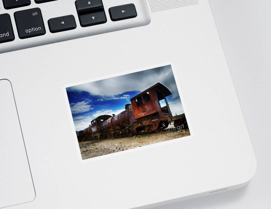 Uyuni Sticker featuring the photograph Train Graveyard Uyuni Bolivia 15 by Bob Christopher