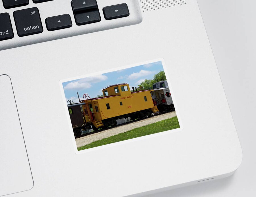 Caboose Sticker featuring the photograph Trains Caboose 3786 Union Pacific by Thomas Woolworth
