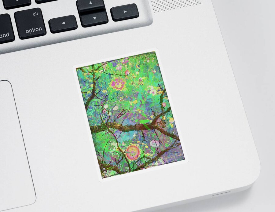 Aerial Forest View Sticker featuring the digital art Treetop View Of A Forest Floor by Pamela Smale Williams