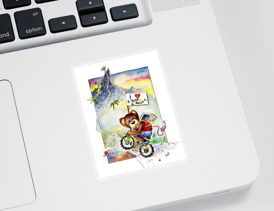 Animals Sticker featuring the painting Truffle McFurry At The Tour De France by Miki De Goodaboom
