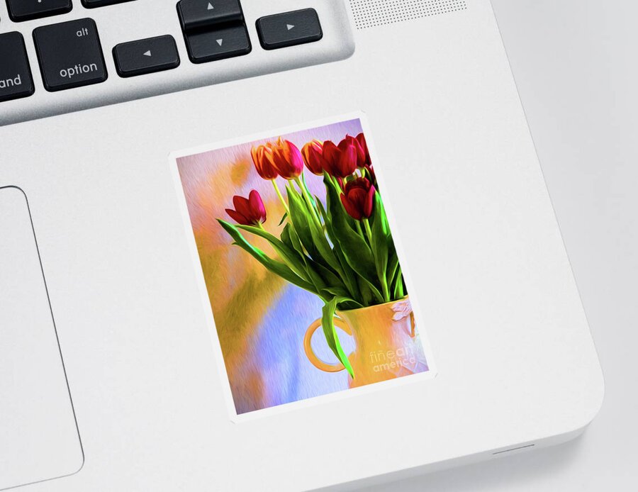 Green Sticker featuring the photograph Tulips - Digital Art by Kathleen K Parker