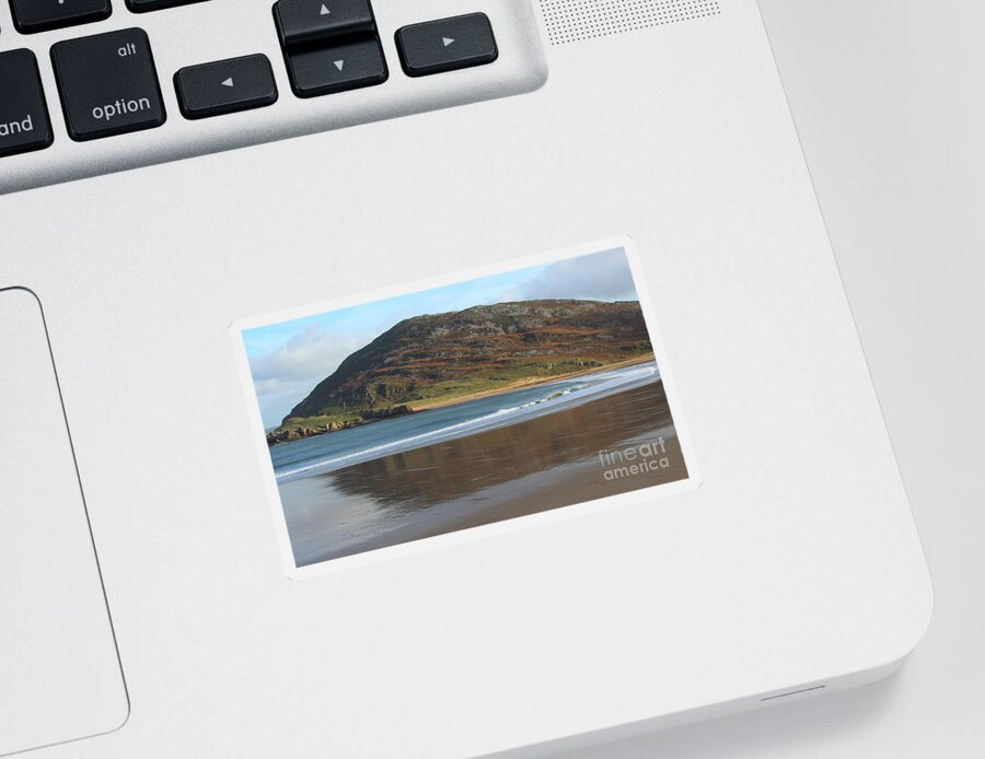 Wet Sand Sticker featuring the photograph Tullagh Strand Reflections Donegal Ireland by Eddie Barron