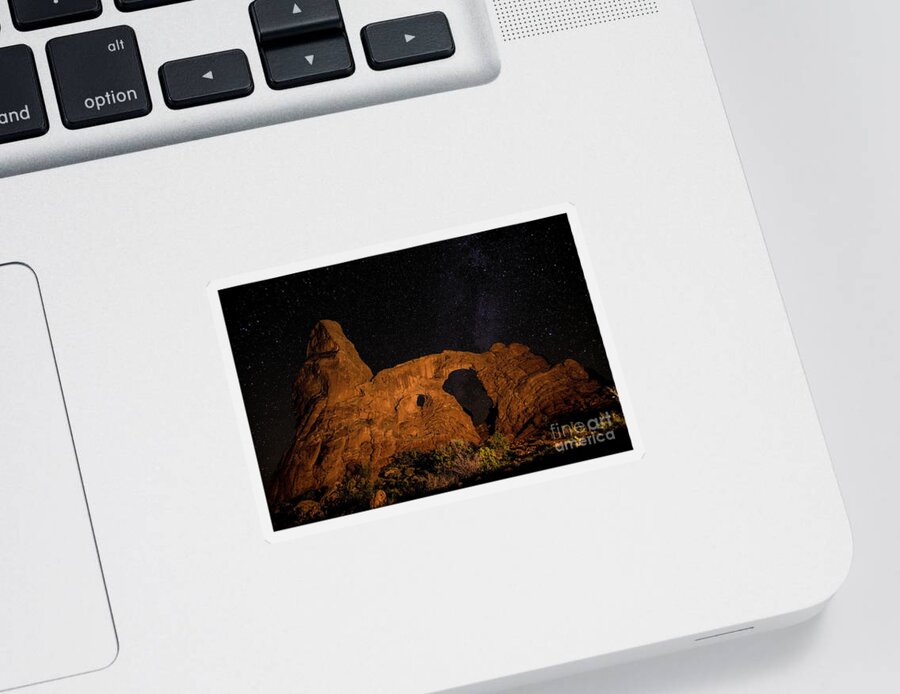 Utah Sticker featuring the photograph Turret Arch and the Milky Way - Utah by Gary Whitton