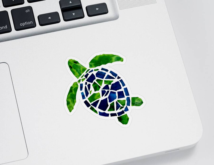 Turtle Sticker featuring the glass art Turtle Mosaic cut out by Jan Marvin