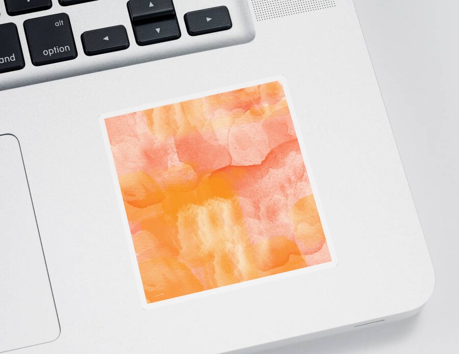 Orange Sticker featuring the painting Tuscan Rose- Abstract Watercolor by Linda Woods