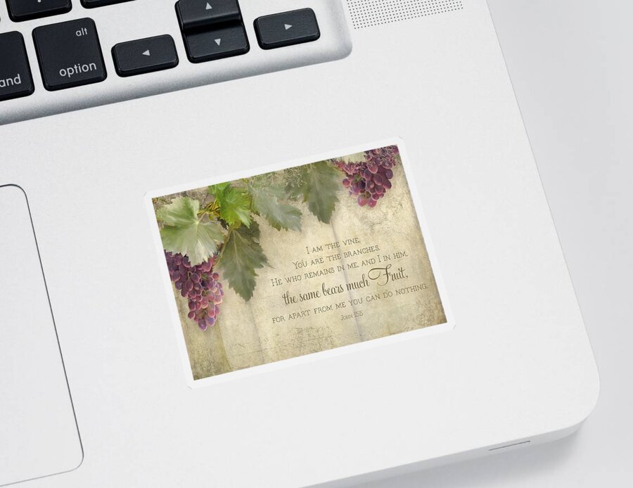 Tuscan Sticker featuring the painting Tuscan Vineyard - Rustic Wood Fence Scripture by Audrey Jeanne Roberts