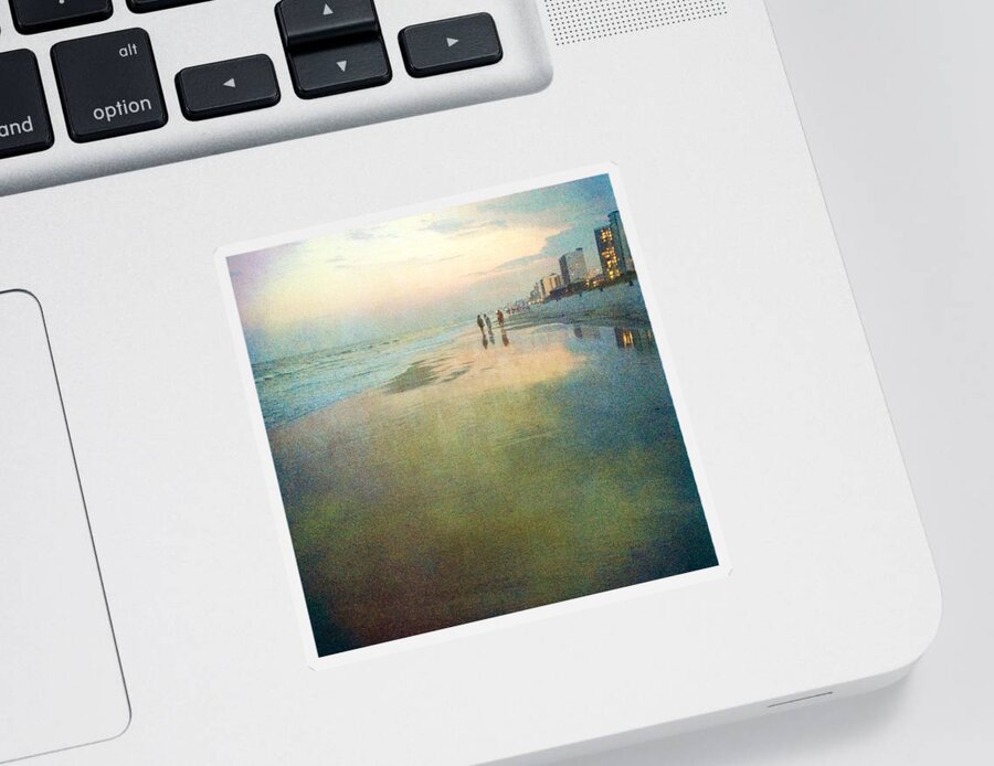 Photography Sticker featuring the photograph Twilight Walk At North Myrtle Beach by Melissa D Johnston