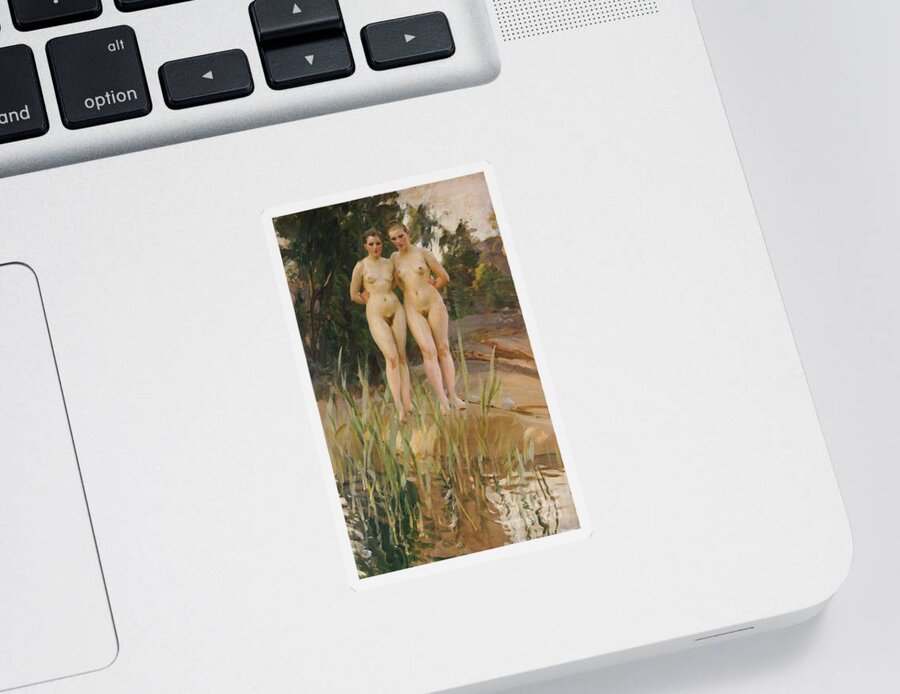 Nude Sticker featuring the painting Two Friends by Anders Leonard Zorn