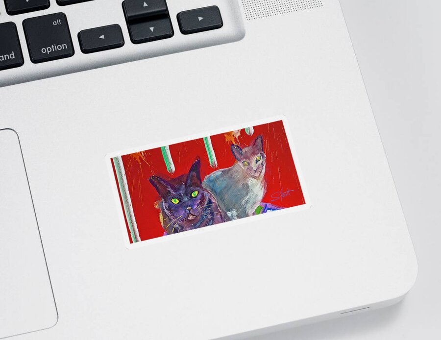 Cat Sticker featuring the painting Two Posh Cats by Charles Stuart