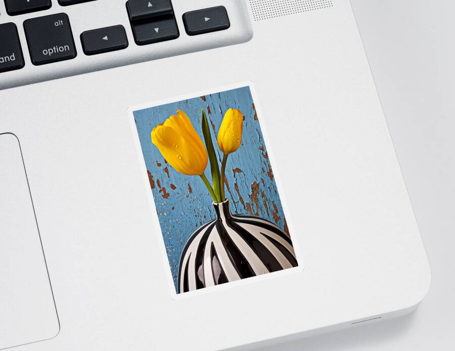 Two Yellow Sticker featuring the photograph Two Yellow Tulips by Garry Gay