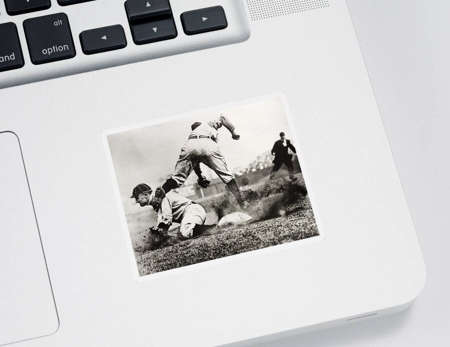 Detroit Tigers Sticker featuring the photograph Ty Cobb gets a Triple by Jon Neidert