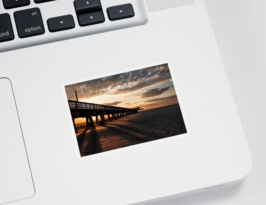 Steven Bateson Sticker featuring the photograph Tybee Island Sunrise by Steven Bateson