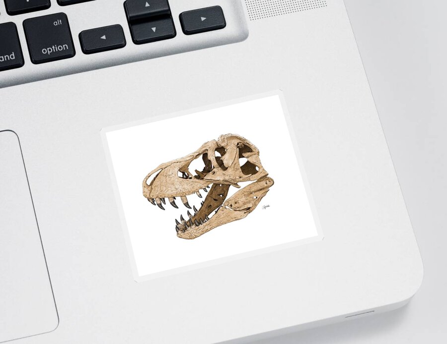 Tyrannosaur Sticker featuring the digital art Tyrannosaurus Skull by Rick Adleman