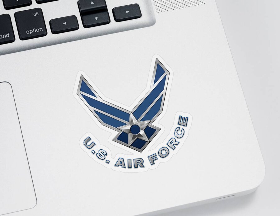 'military Insignia & Heraldry 3d' Collection By Serge Averbukh Sticker featuring the digital art U. S. Air Force - U S A F Logo on Red Leather by Serge Averbukh