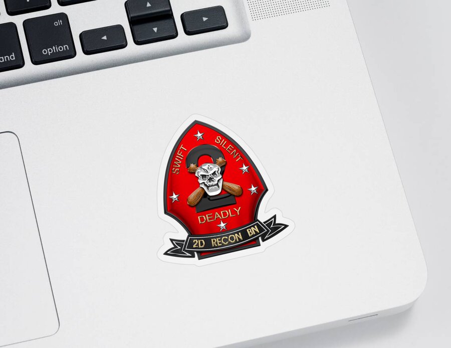 'military Insignia & Heraldry' Collection By Serge Averbukh Sticker featuring the digital art U S M C 2nd Reconnaissance Battalion - 2nd Recon Bn Insignia over Black Velvet by Serge Averbukh
