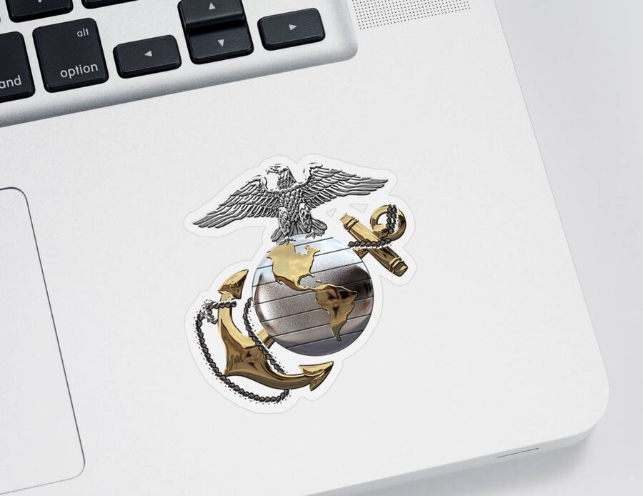 'usmc' Collection By Serge Averbukh Sticker featuring the digital art U S M C Eagle Globe and Anchor - C O and Warrant Officer E G A over Black Velvet by Serge Averbukh