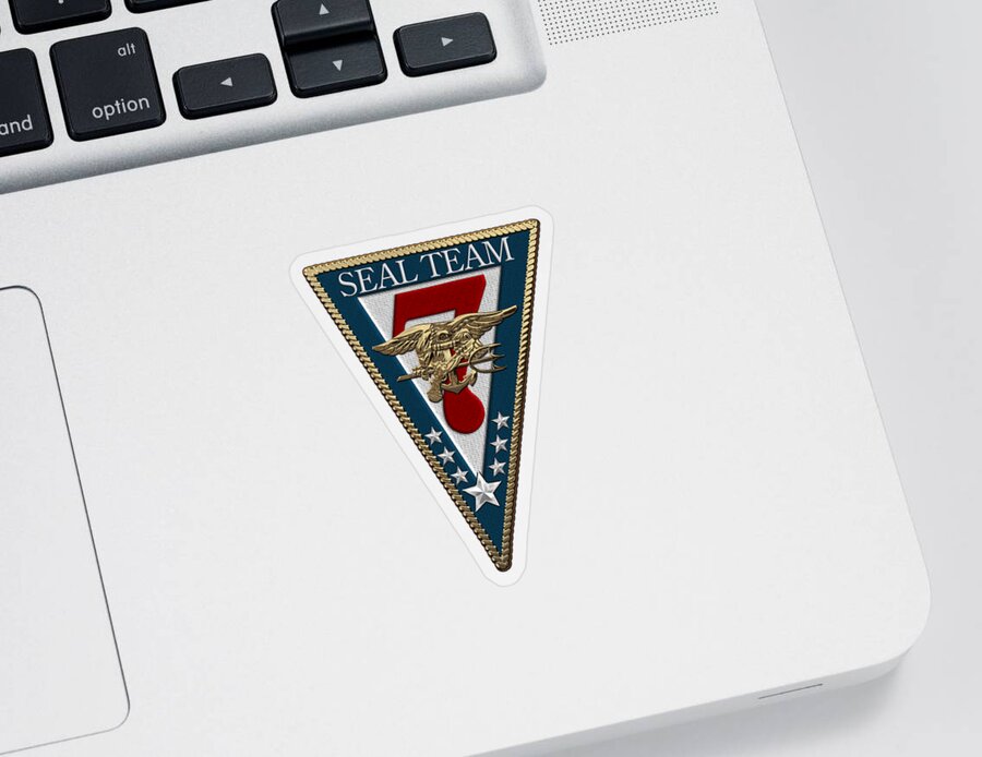 'military Insignia & Heraldry - Nswc' Collection By Serge Averbukh Sticker featuring the digital art U. S. Navy S E A Ls - S E A L Team Seven - S T 7 Patch over Black Velvet by Serge Averbukh