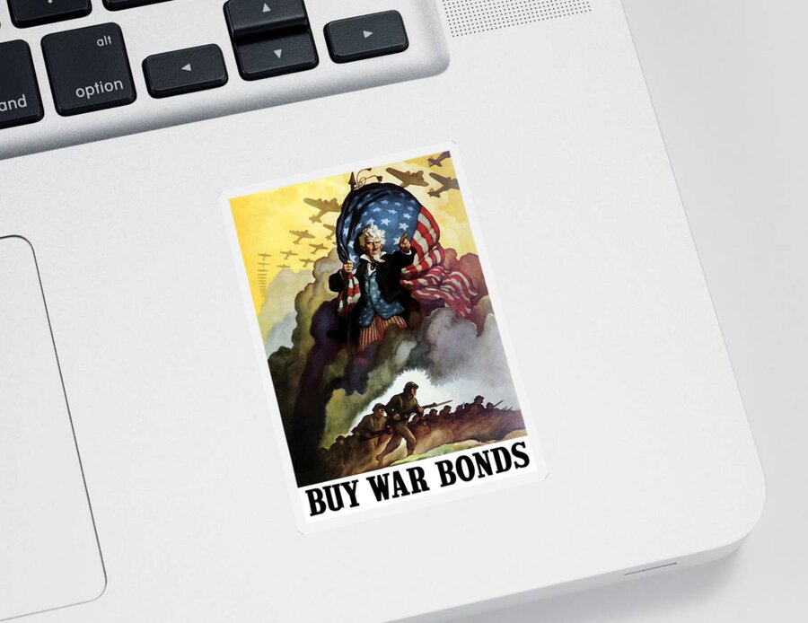 Uncle Sam Sticker featuring the painting Uncle Sam - Buy War Bonds by War Is Hell Store