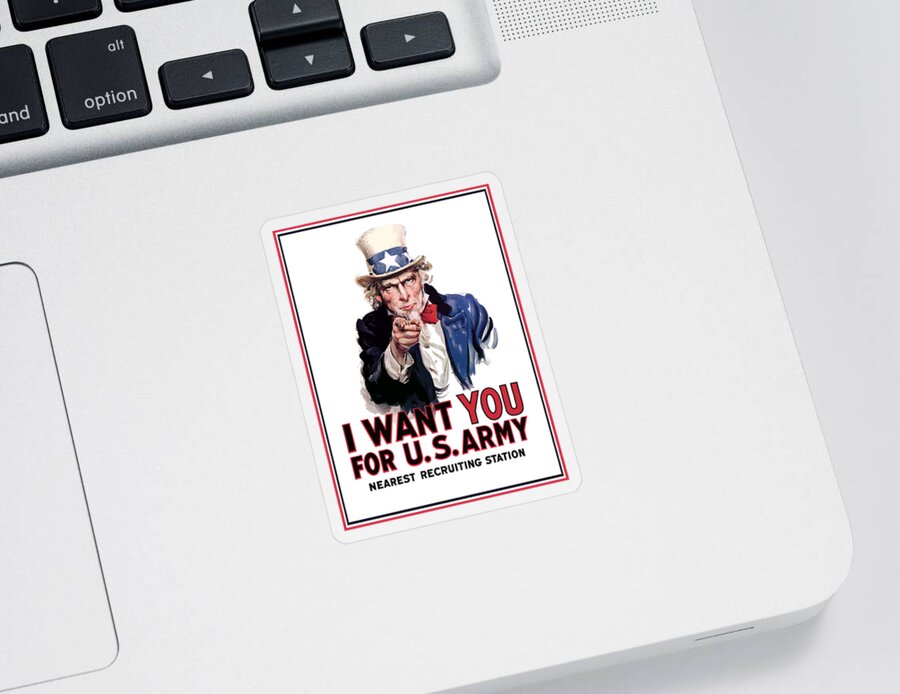 Ww2 Sticker featuring the painting Uncle Sam -- I Want You by War Is Hell Store